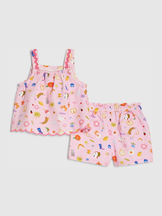 Dsiney Kidz - River Island Pink Abbie Rosie Cami Top & Shorts Set image 2