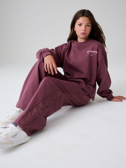 smALLSAINTS Burgundy Red Underground Satin Panel Sweatshirt and Joggers Set - image 1