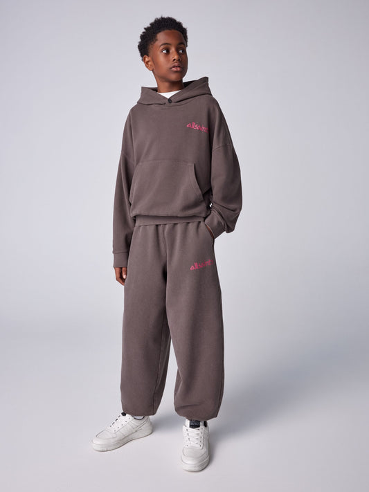 smALLSAINTS Brown Stanza Logo Textured Hoodie and Joggers Set - image 1