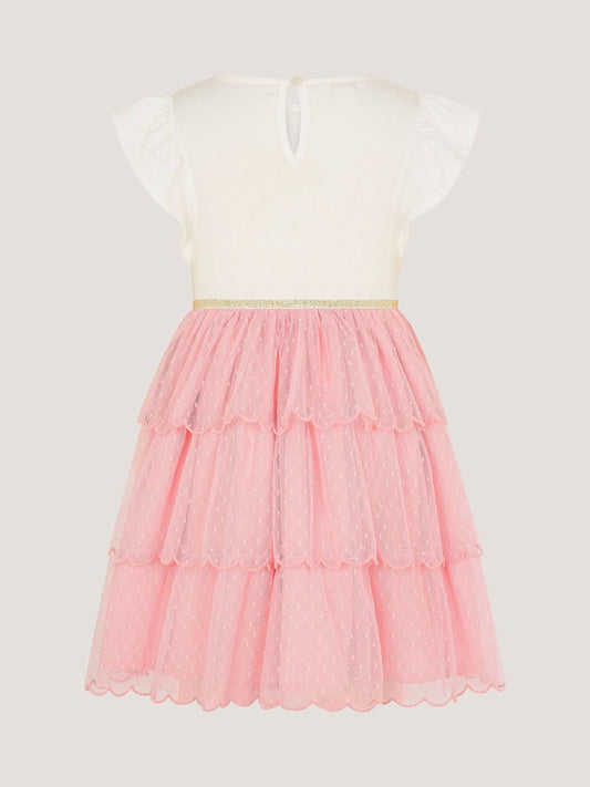 Monsoon Pink Tulip Polka Dot Mesh Disco Dress image 2