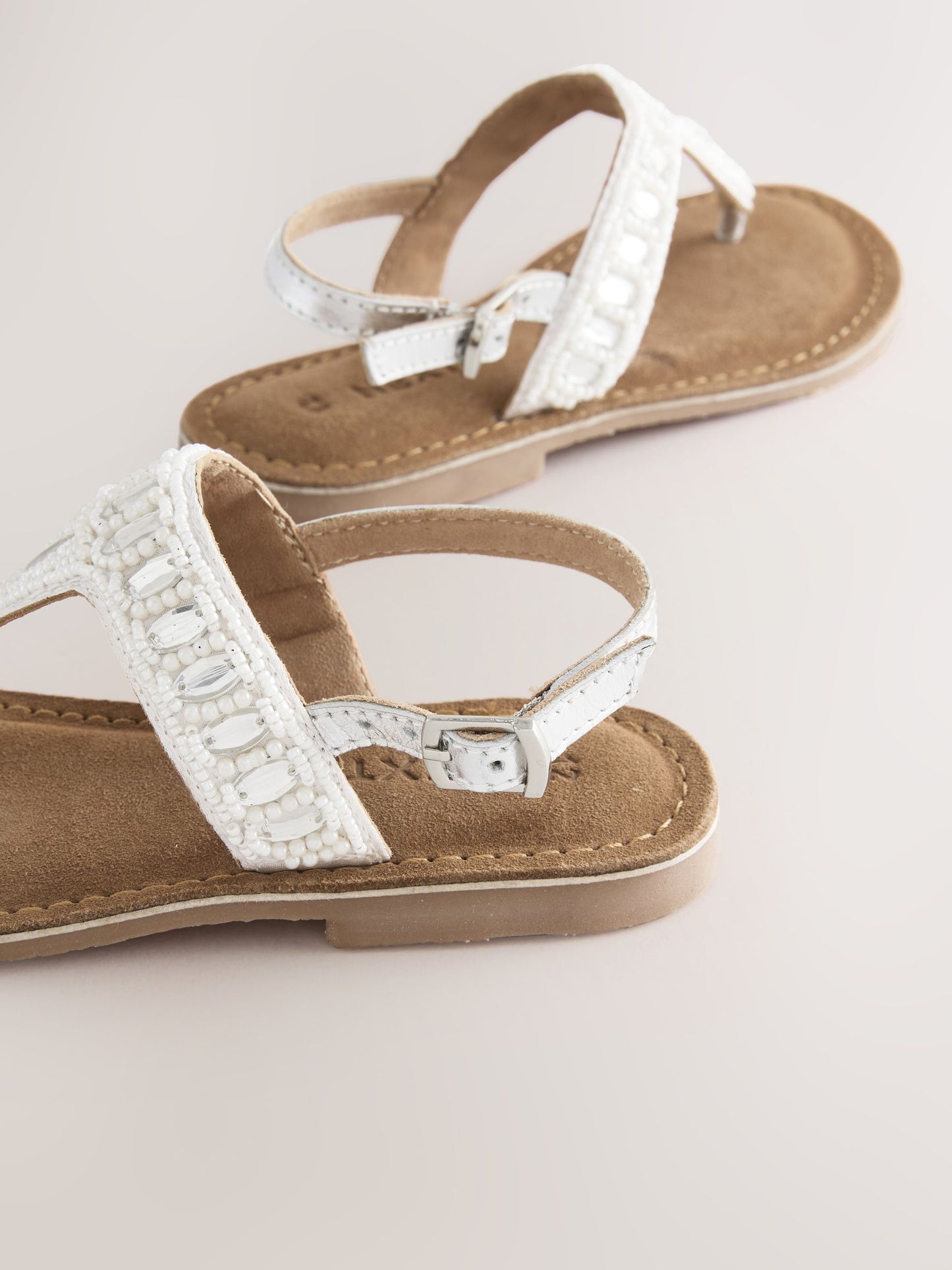 Silver Toe Thong Embellished Sandals image 4