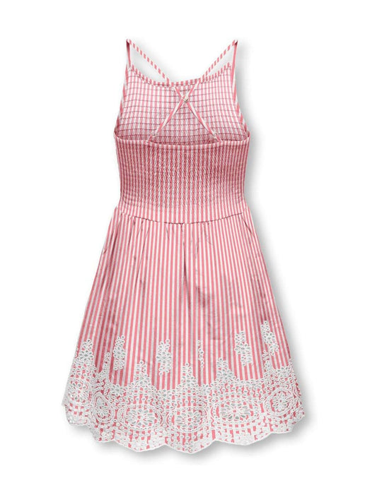 Dsiney Kidz - ONLY KIDS Pink White Stipe Emroidery Anglais Smocking Dress image 2