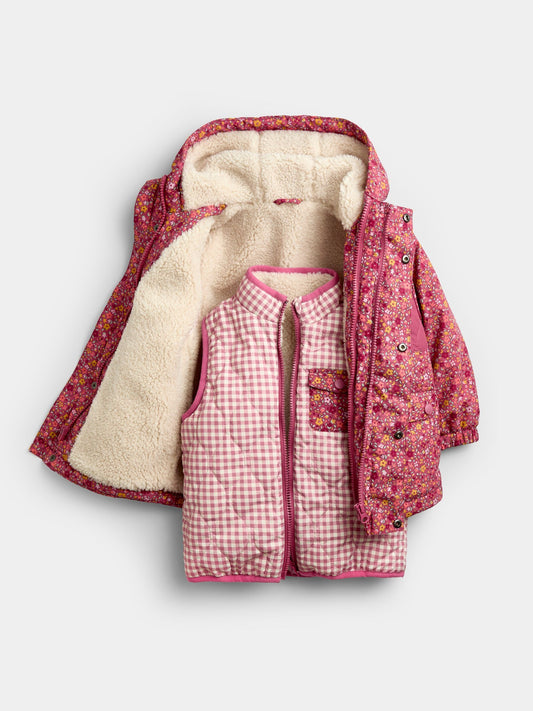 JoJo Maman Bébé Pink Ditsy 4-In-1 Jacket - image 2