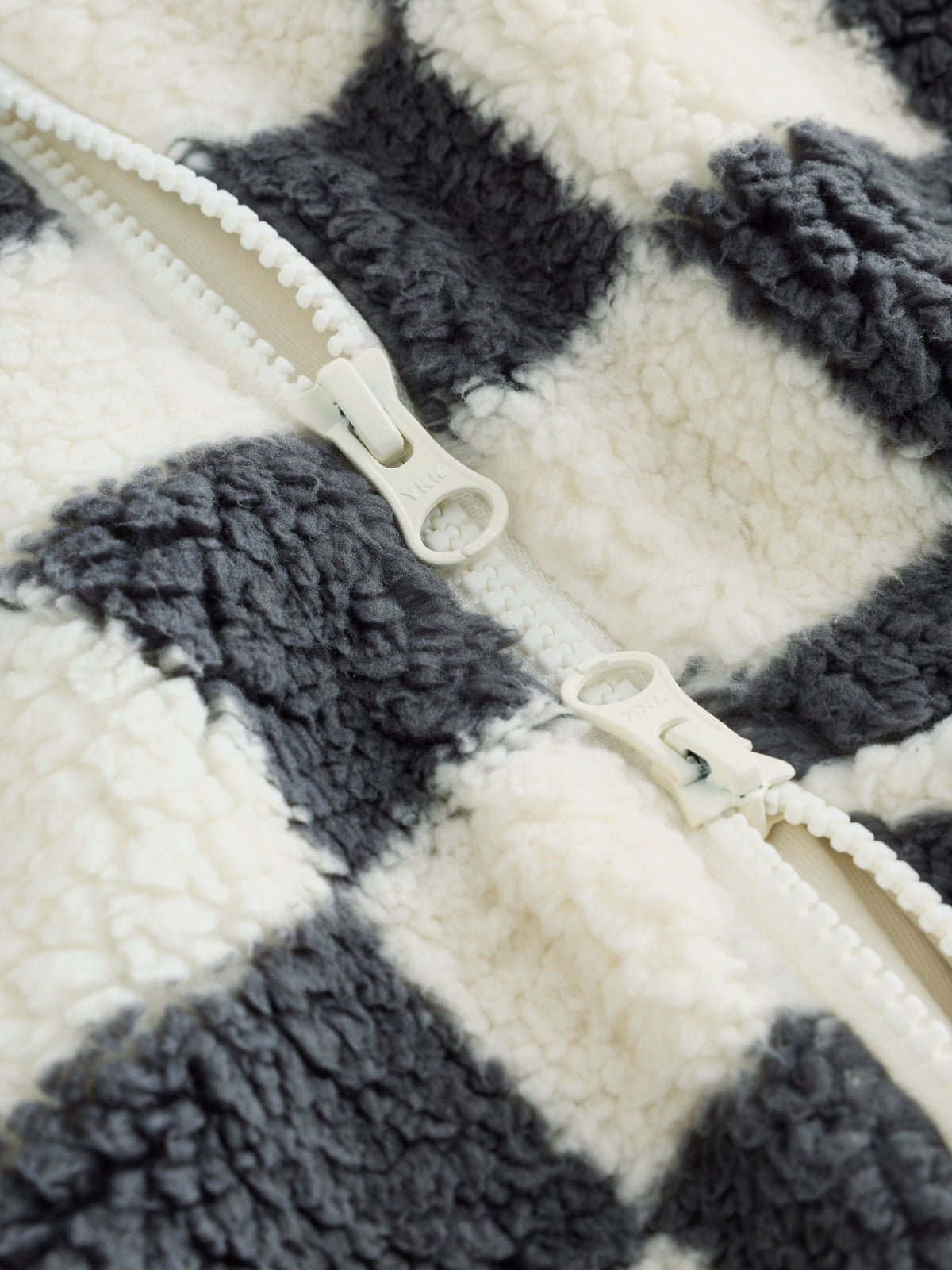 Grey Checkerboard Borg Two Way Zip Sleepsuit - image 4