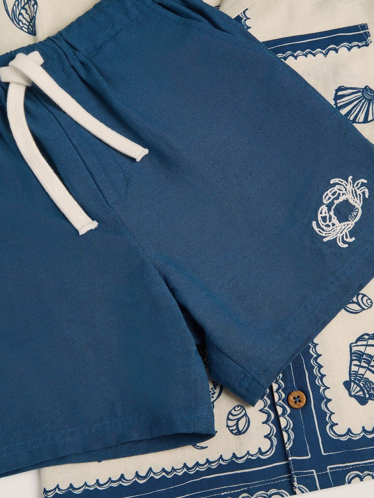 Monsoon Blue Shell Print Shirt & Shorts Set image 4