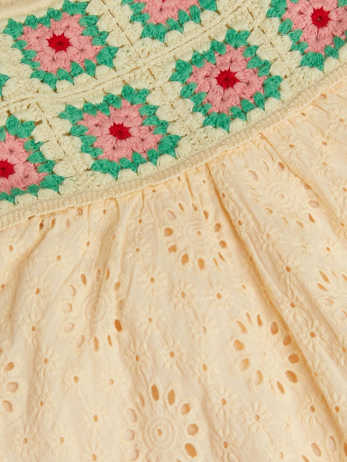 Monsoon Yellow Crochet Broderie Dress image 4