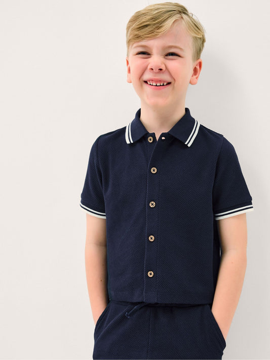 Monsoon Navy Jersey Polo Shirt & Shorts Set image 2