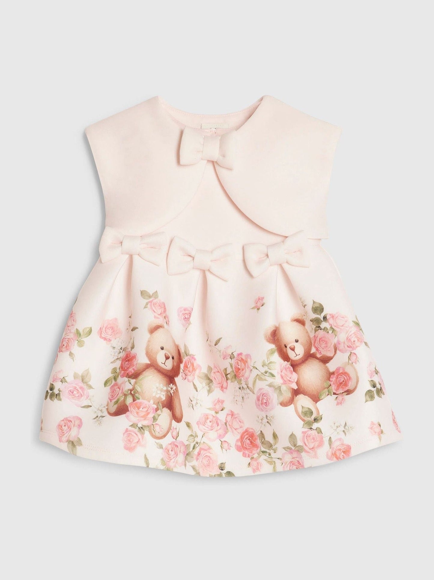 Dsiney Kidz - River Island Pink Bear Bow Floral Scuba Dress image 5