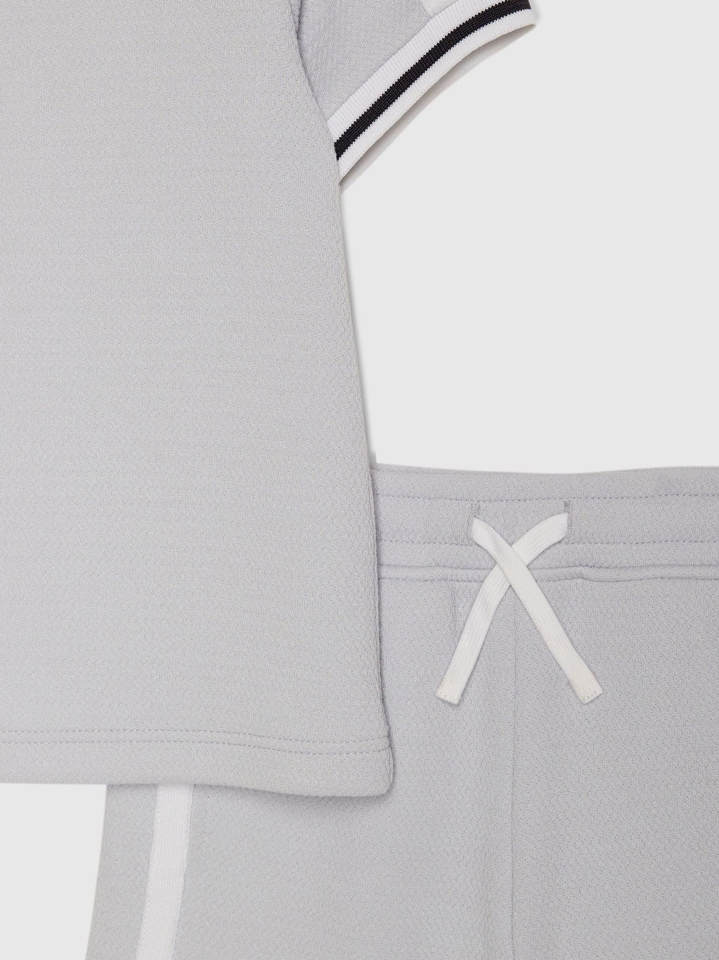 River Island Grey Slim Fit Baseball Polo & Shorts Set image 5