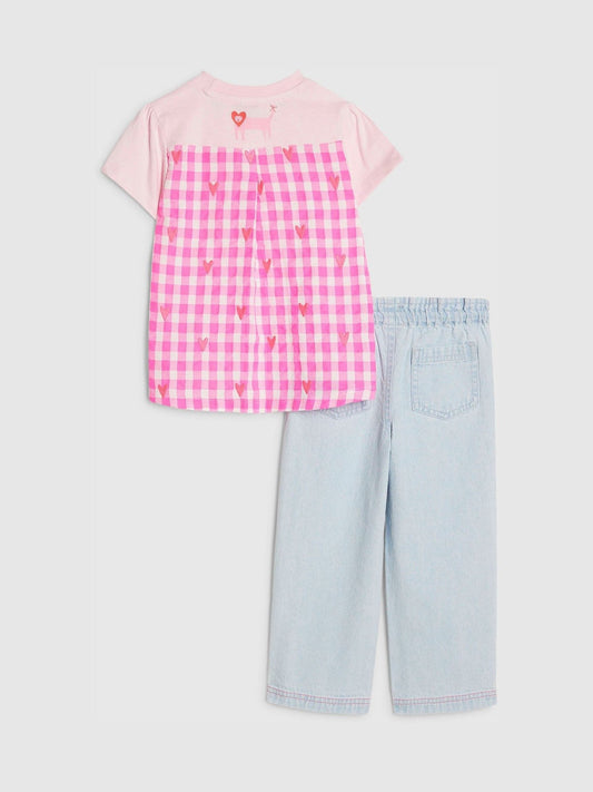 Dsiney Kidz - River Island Pink Abbie Rosie Cat Top & Pull On Joggers Set image 2