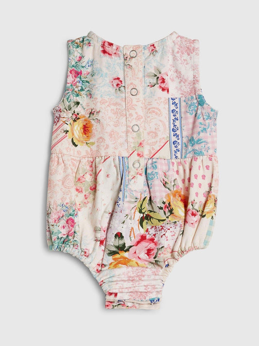 River Island Blue Cabbages & Roses Patchwork Romper image 2