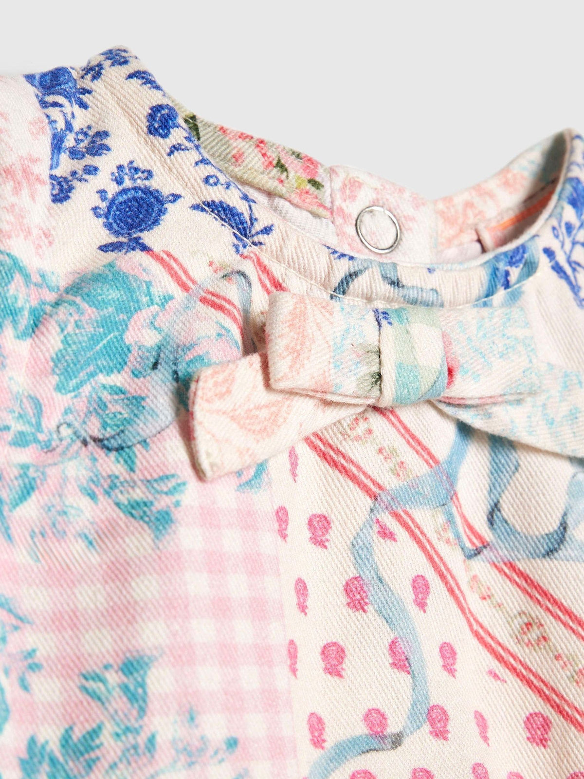 River Island Blue Cabbages & Roses Patchwork Romper image 4