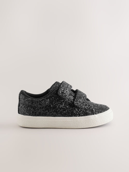 Dsiney Kidz - Black Glitter Wide Fit (G) Chunky Trainers With Touch Fastening image 2