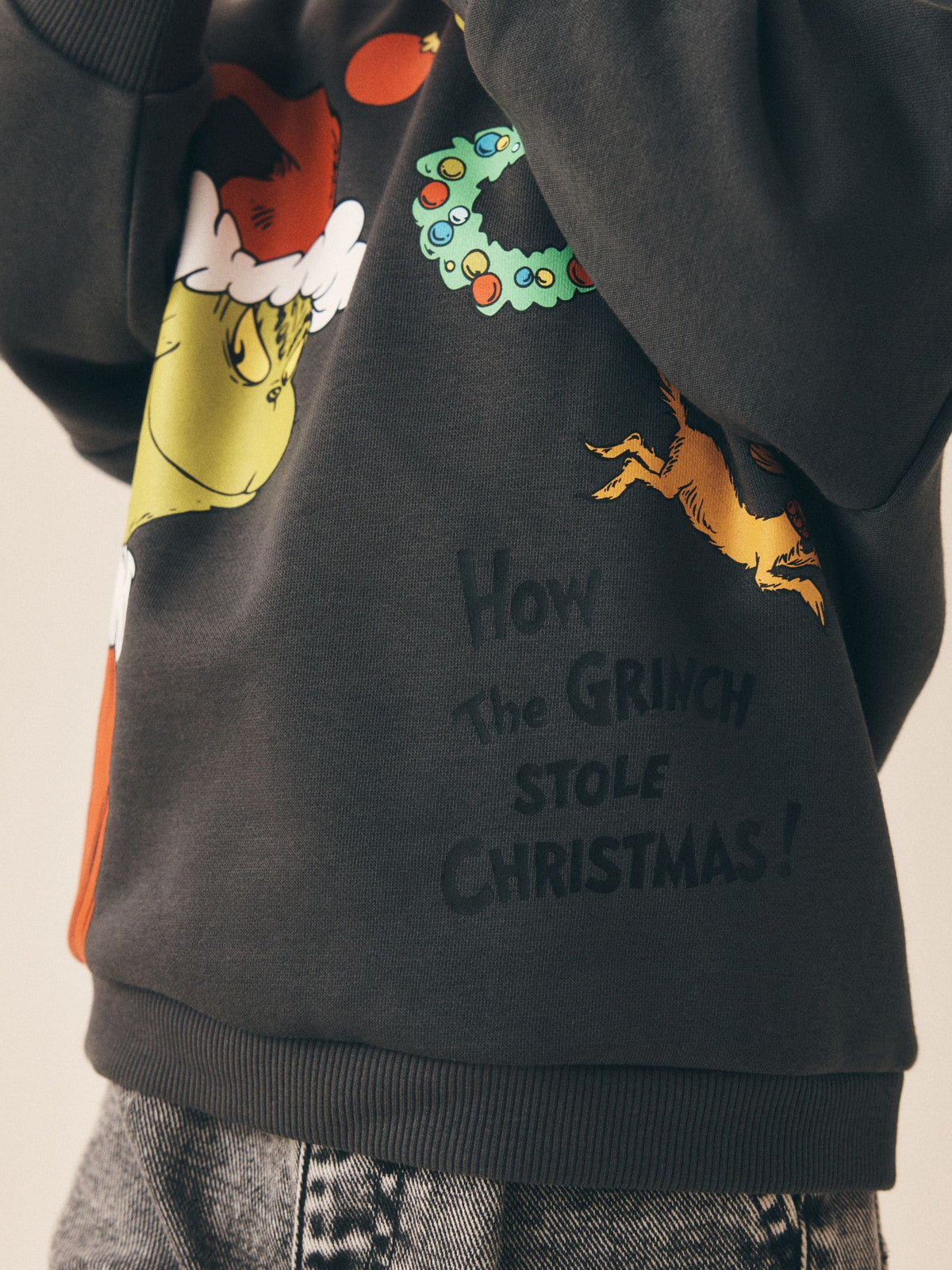 Charcoal Grey Grinch Christmas Crew Neck Sweat Top (3mths-8yrs) - image 4