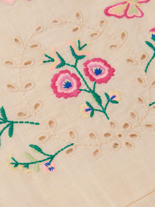 Dsiney Kidz - Monsoon Cream Butterfly Embroidered Hanky Hem Dress image 2