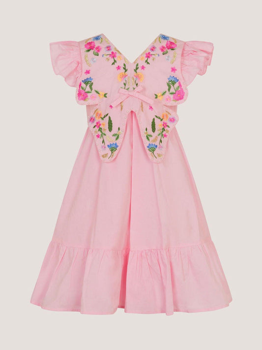Dsiney Kidz - Monsoon Pink Embroidered Butterfly Bodice Dress image 2