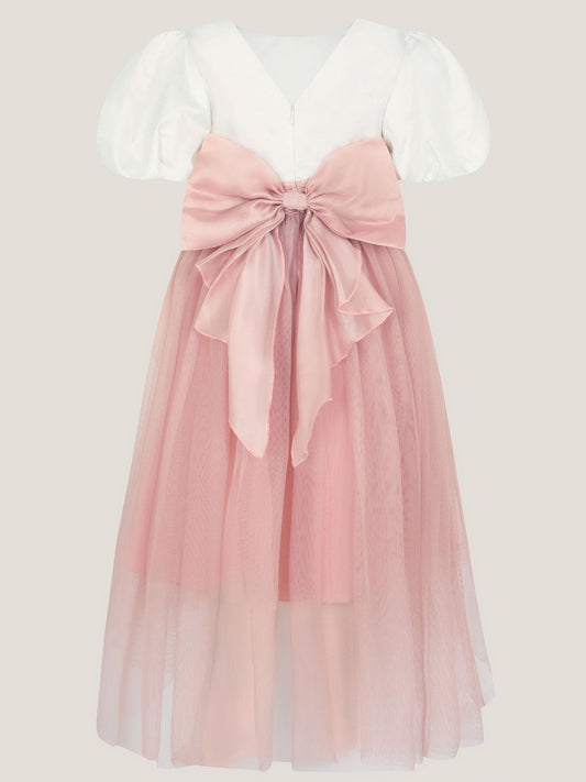 Dsiney Kidz - Monsoon Pink Puff Sleeve Satin Tulle Dress image 2