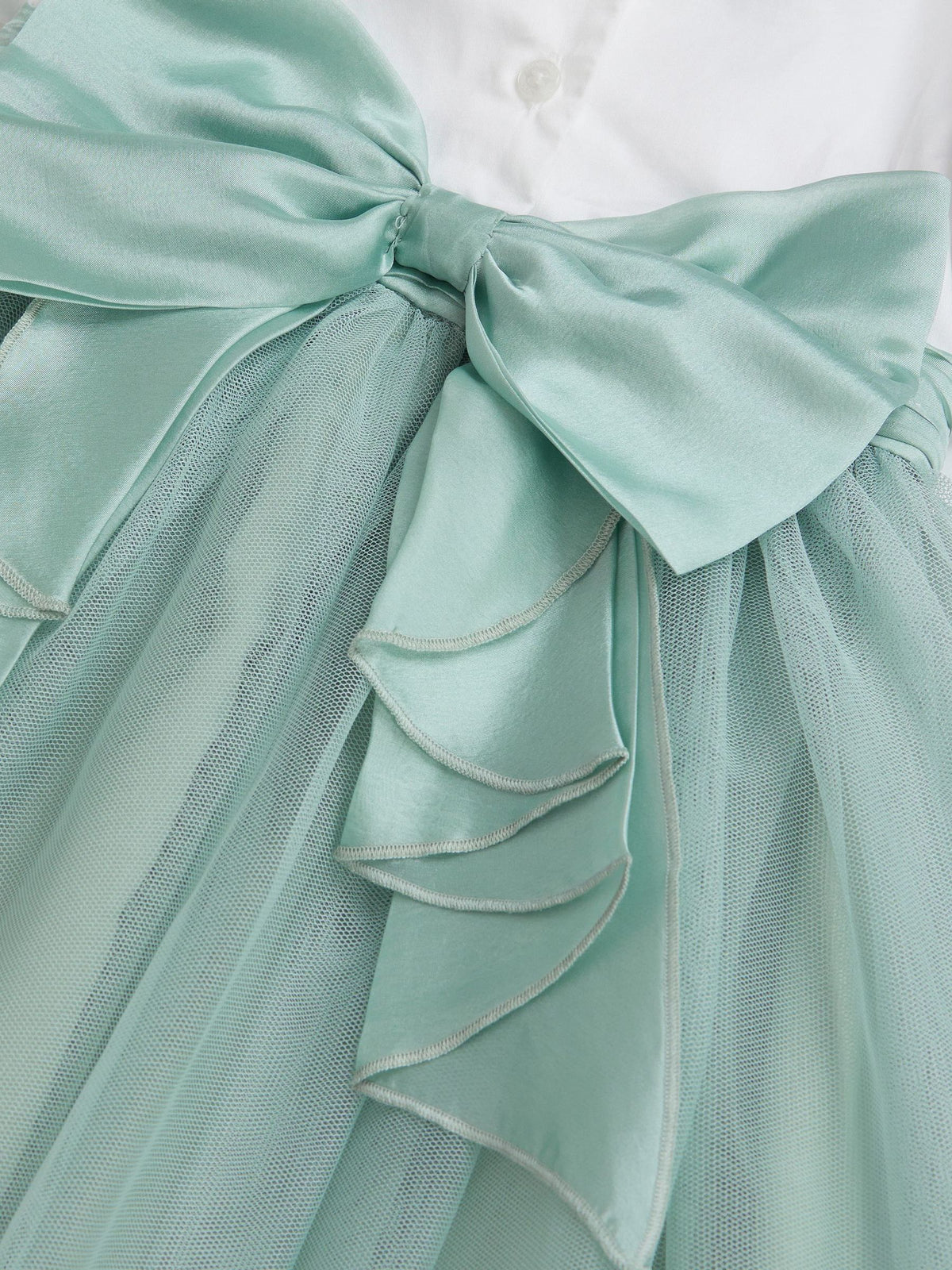 Dsiney Kidz - Monsoon Green Baby Puff Sleeve Sateen Tulle Party Dress image 4