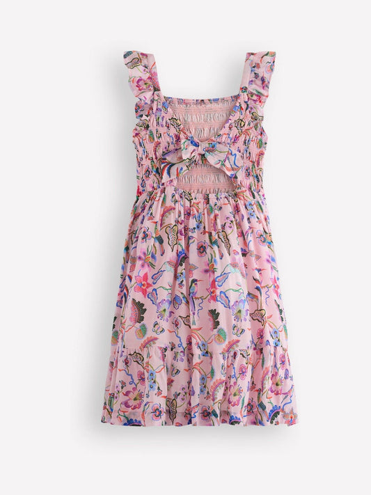 Dsiney Kidz - Boden Pink Shirred Embroidered Bow Dress image 2
