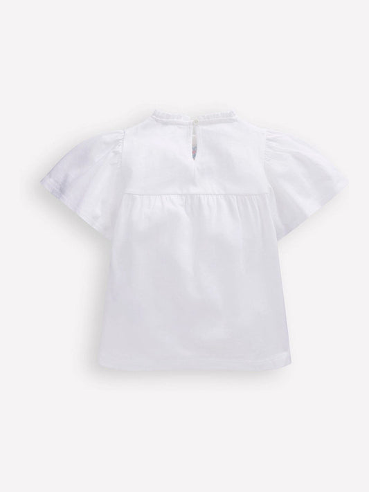 Dsiney Kidz - Boden White Embroidered Flutter Sleeve Top image 2