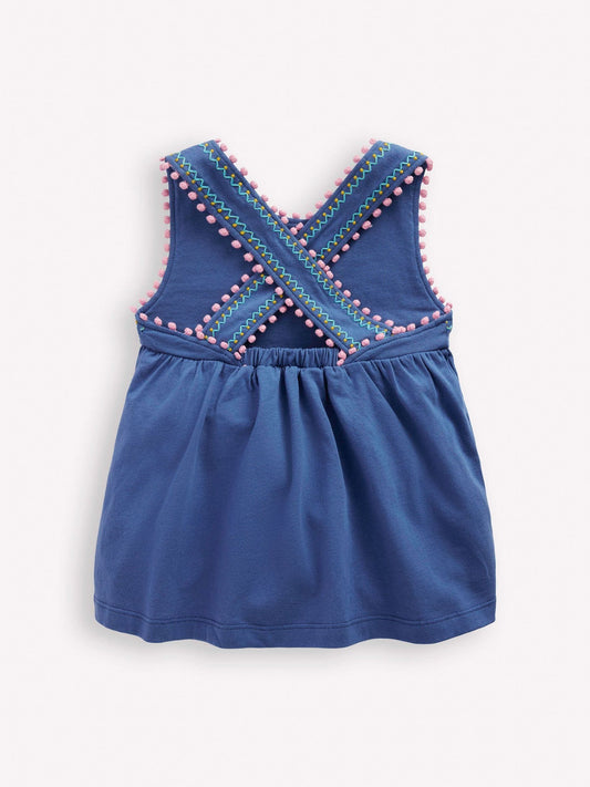 Dsiney Kidz - Boden Blue Cross-Back Pom Trim Dresses image 2