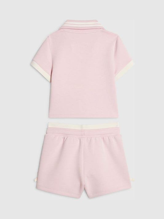 Dsiney Kidz - River Island Pink Clean Polo Shirt & Shorts Set image 2