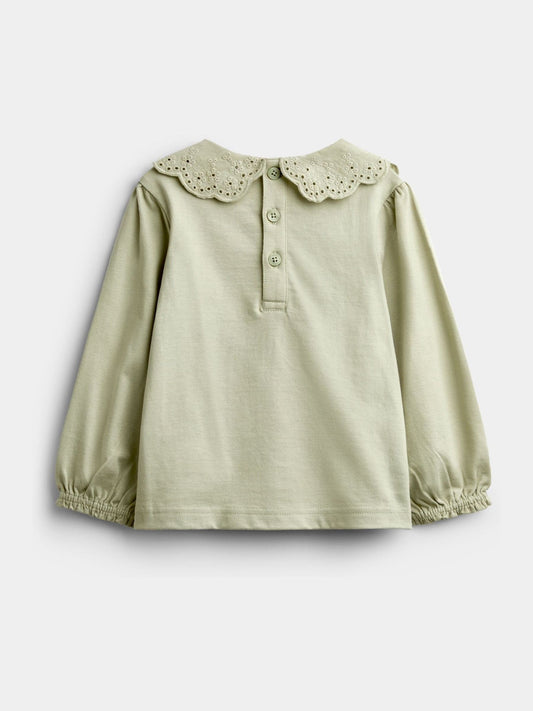 Dsiney Kidz - JoJo Maman Bébé Sage Green Broderie Collar Top image 2