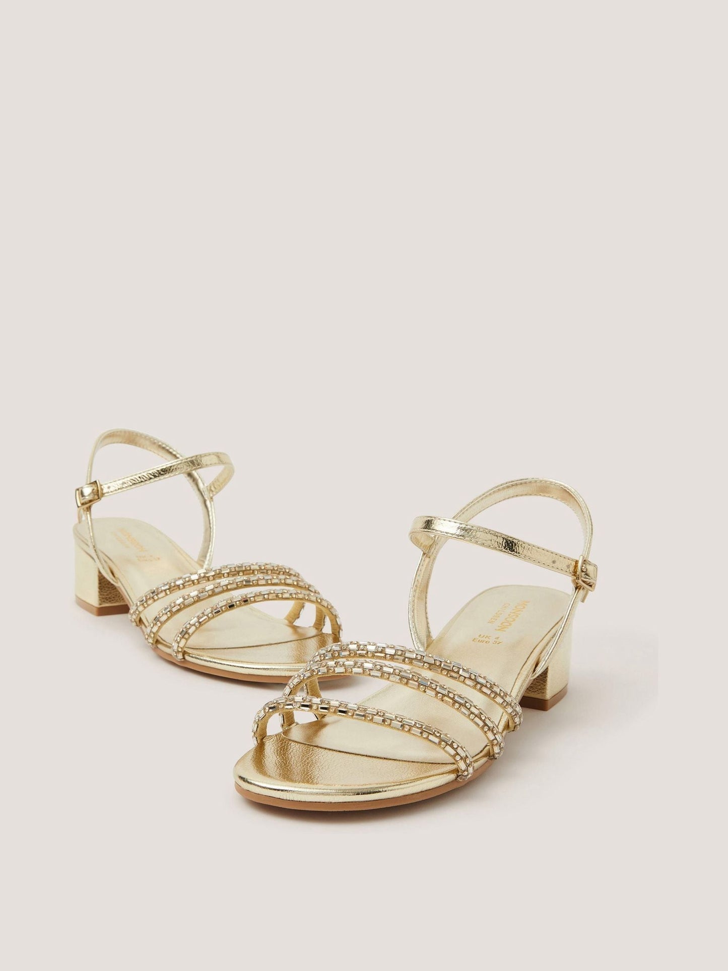 Monsoon Gold Embellished Strap Heels Sandals image 3