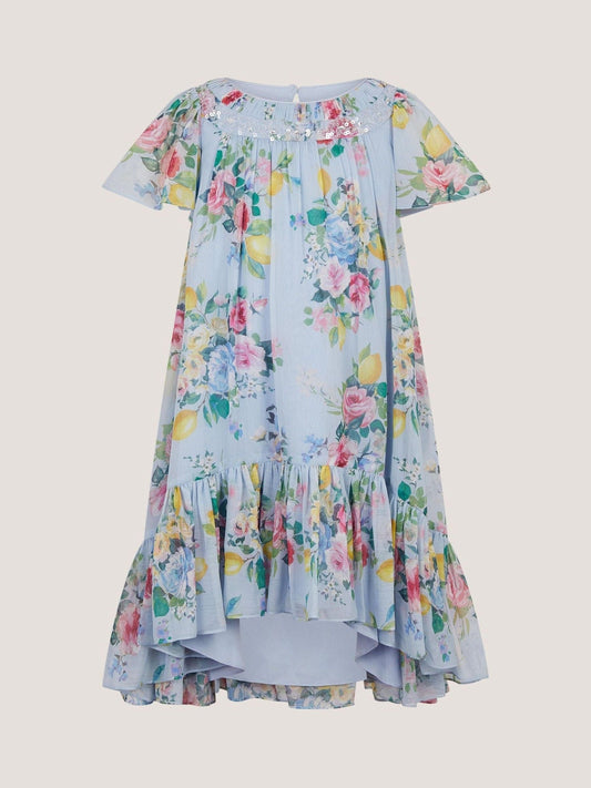 Dsiney Kidz - Monsoon Blue Lemon Rose Print Party Dress image 2