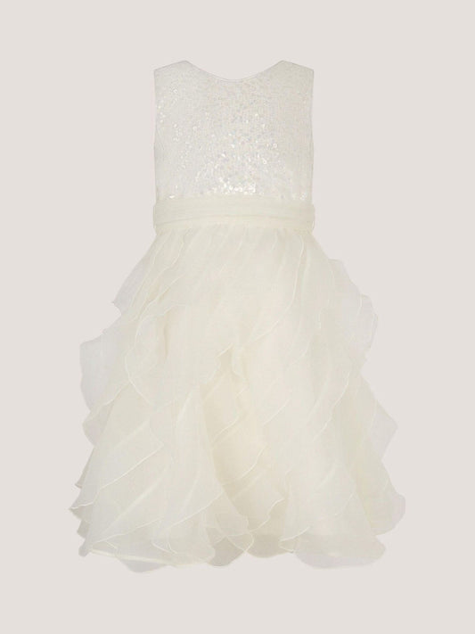 Dsiney Kidz - Monsoon White Sequin Embellished Ruffle Party Dress image 2