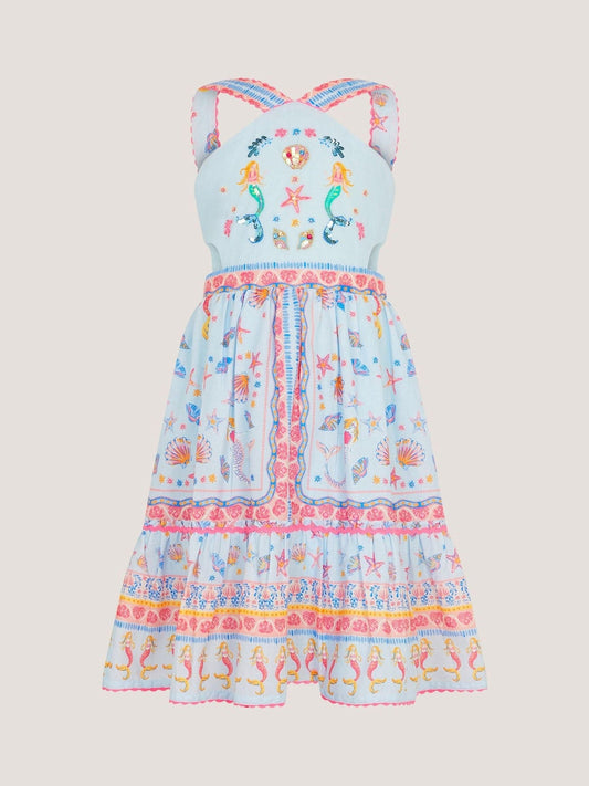 Dsiney Kidz - Monsoon Blue Mermaid Print Halter Dress image 2