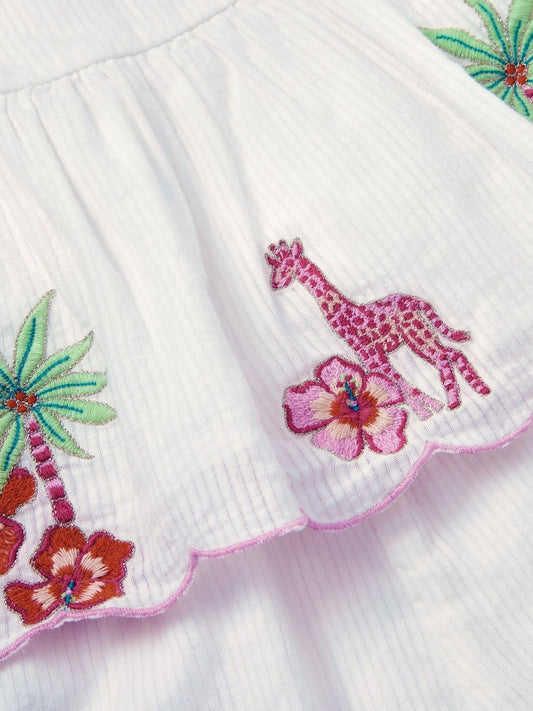 Dsiney Kidz - Monsoon Cream Baby Giraffe Embroidered Top & Shorts Set image 2