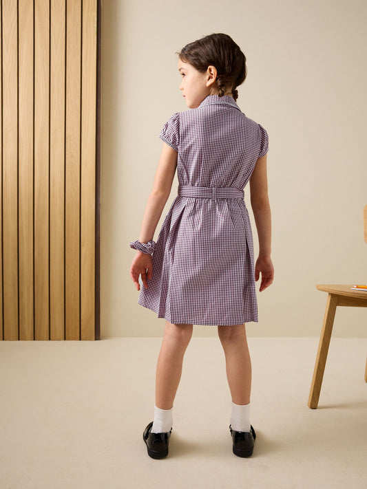 Dsiney Kidz - Burgundy Red Cotton Rich Belted School Dress with Scrunchie (3-14yrs) image 2