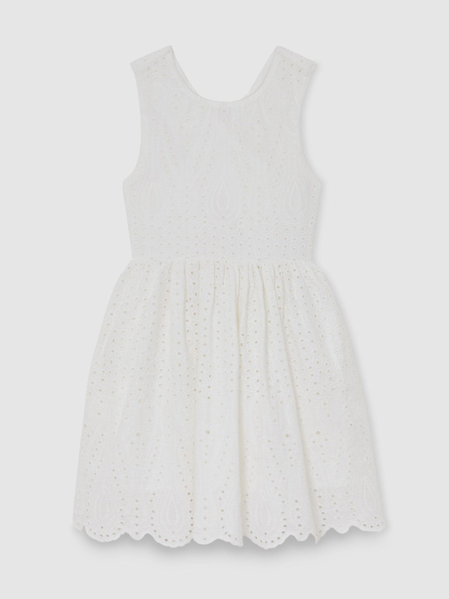 Reiss White Malia 13-14 yrs Cotton Broderie Cross-Back Dress image 1