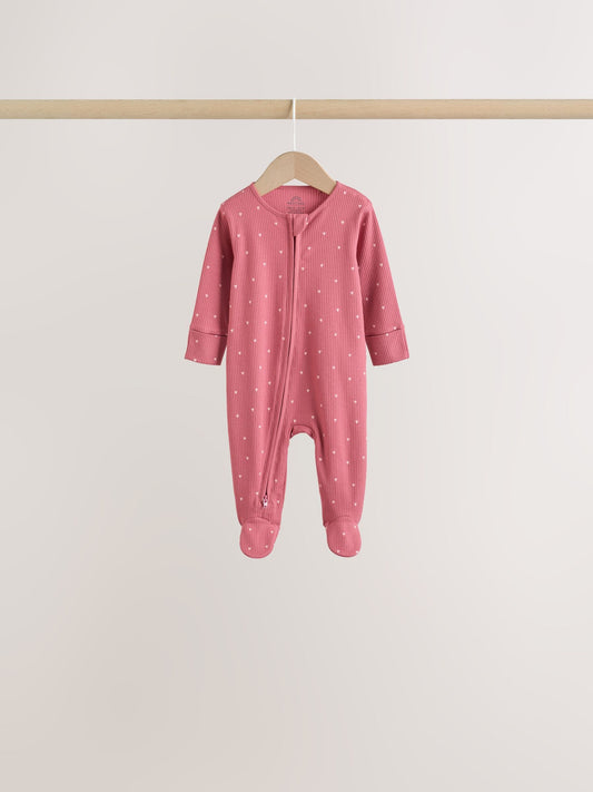 Pink Cherry Print Baby Sleepsuit 7 Pack (0mths-3yrs) image 2