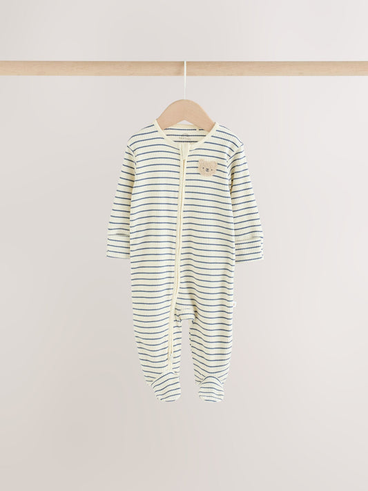 Neutral/Brown Bear Two Way Zip Baby Sleepsuits 7 Pack (0mths-2yrs) image 2