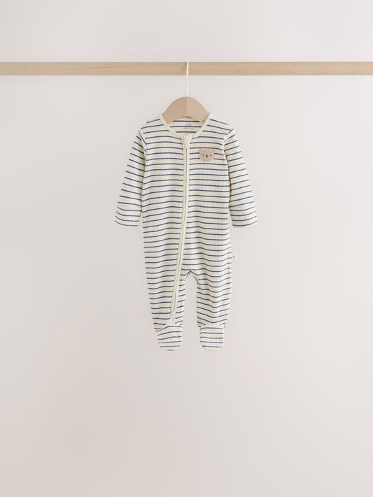 Neutral/Brown Bear Two Way Zip Baby Sleepsuits 7 Pack (0mths-2yrs) image 2