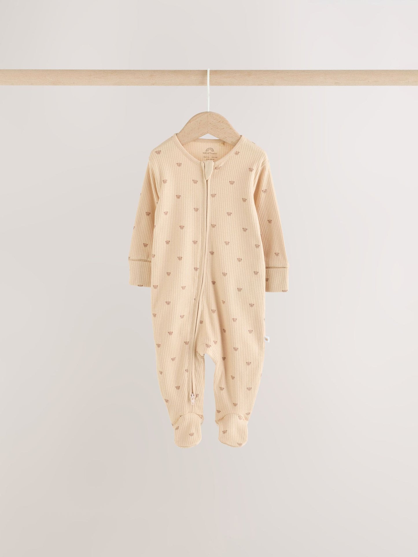 Neutral/Brown Bear Two Way Zip Baby Sleepsuits 7 Pack (0mths-2yrs) image 8