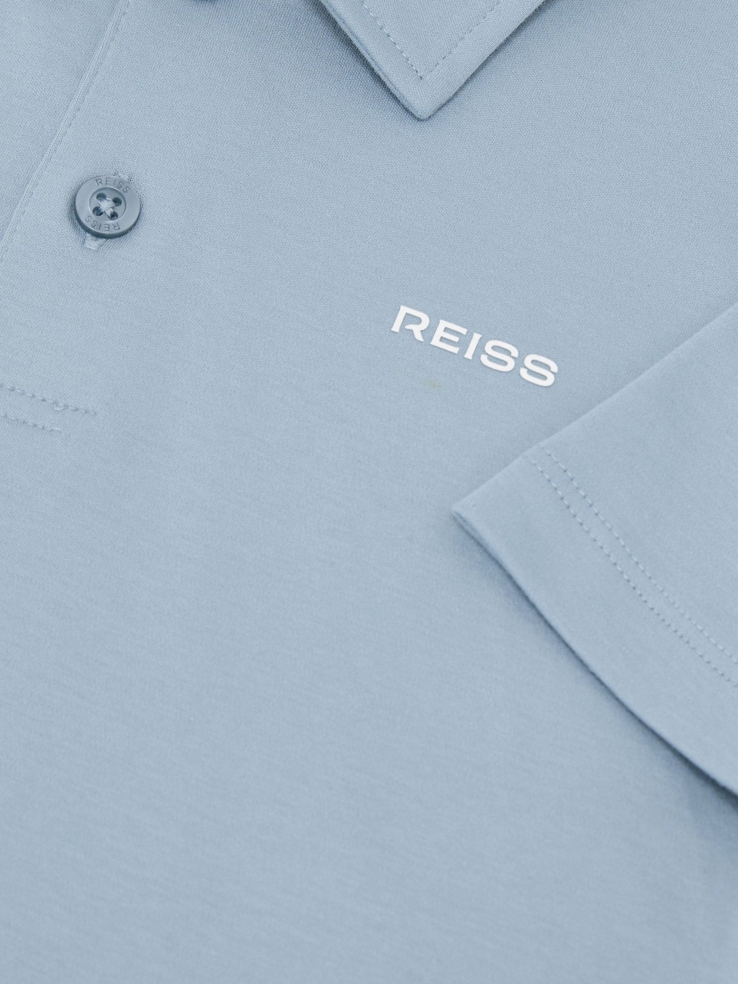 Dsiney Kidz - Reiss Soft Blue Tello 3-9 yrs Airwater-Cotton Logo Polo Shirt image 3