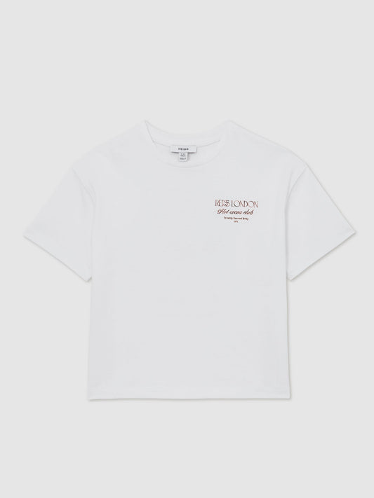 Reiss White Luc 9-13 yrs Cotton Hot Cocoa-Print T-Shirt image 2