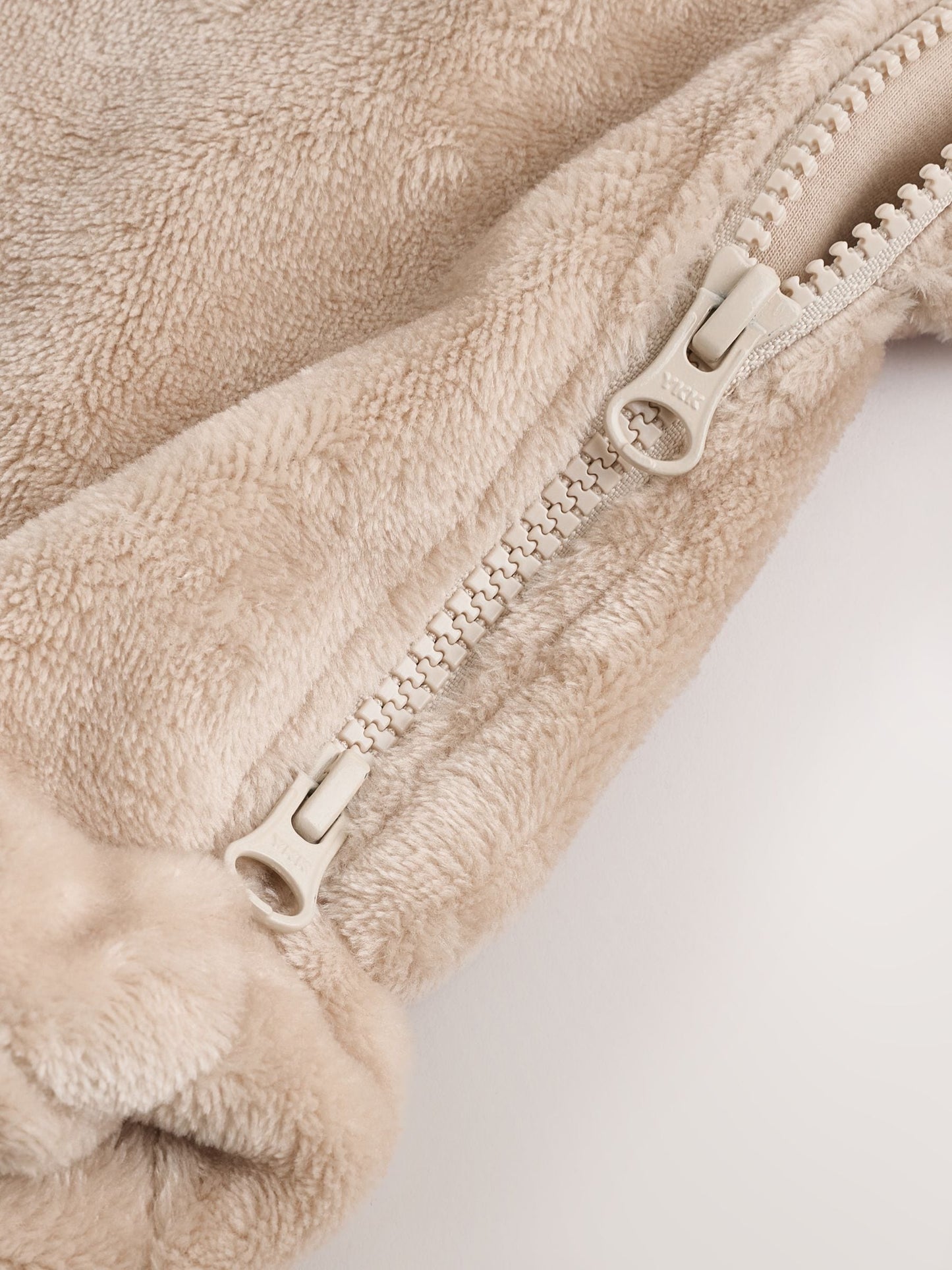 Neutral Bear Fleece Two Way Zip Baby Sleepsuit image 9