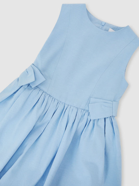 Reiss Pale Blue Marion 3-9 yrs Puffball Bow-Detail Sleeveless Dress image 2