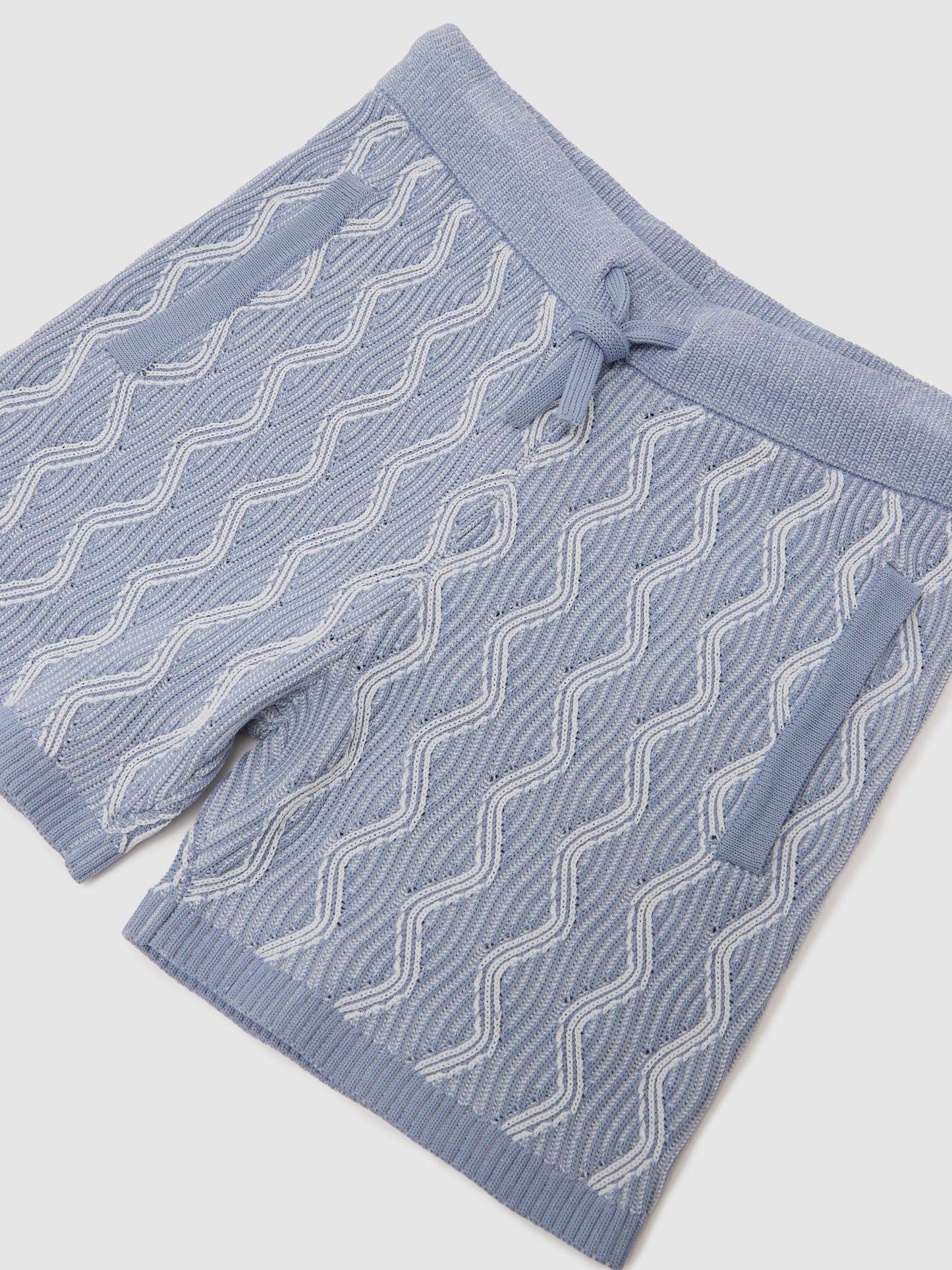 Reiss Blue Bodhi 3-9 yrs Wave-Knit Drawstring Shorts image 3