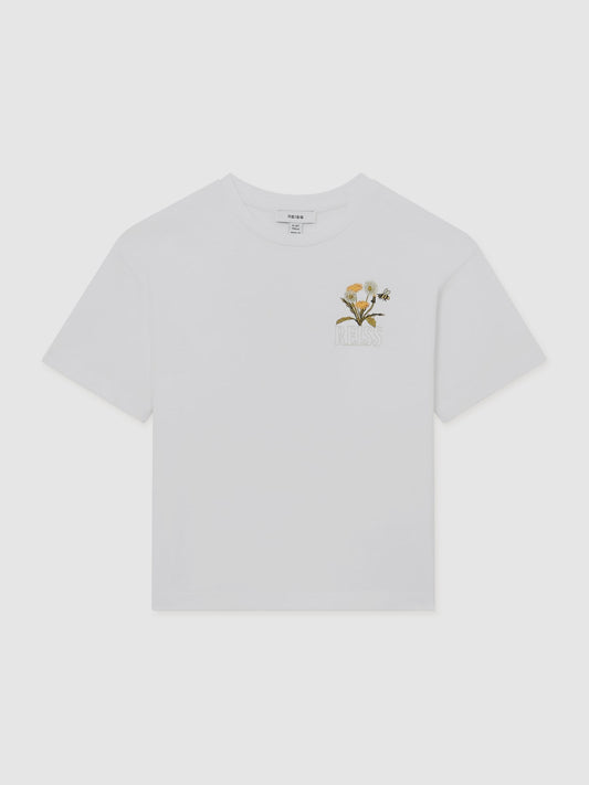 Reiss White Dean 9-13 yrs Cotton Dandelion Logo T-Shirt image 2