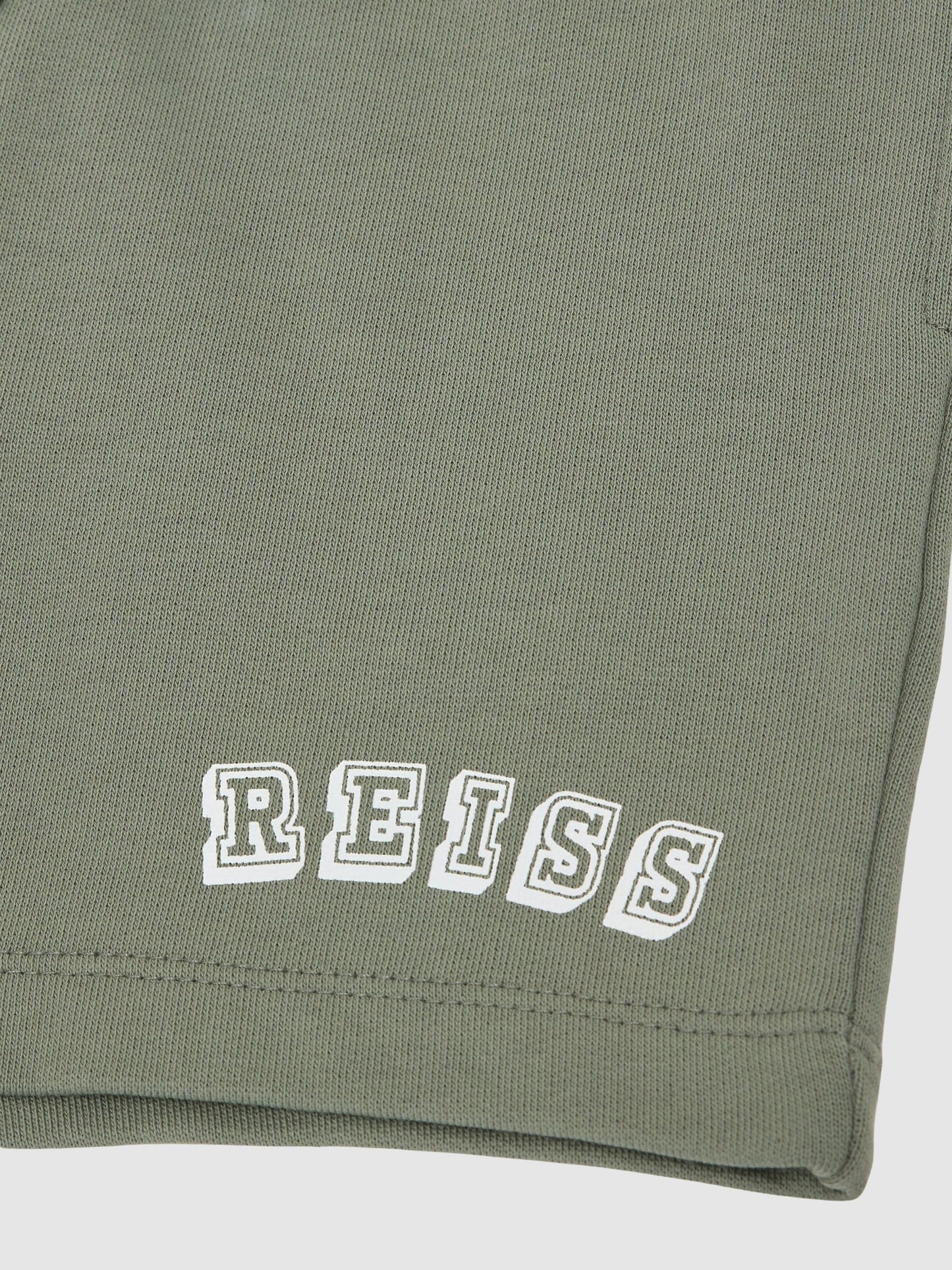 Reiss Sage/Off White Swinley 9-13 yrs Cotton Logo Drawstring Shorts image 4
