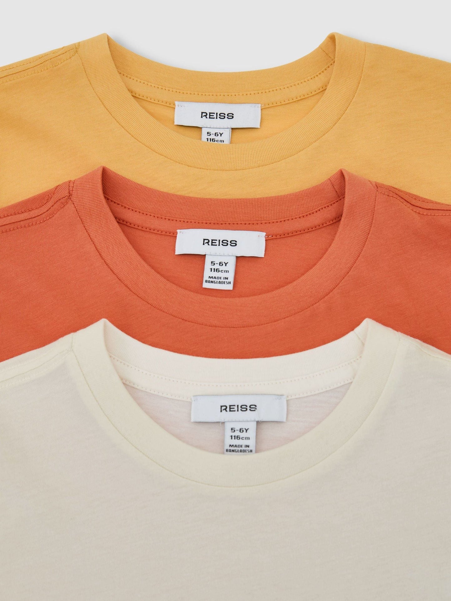Reiss Yellow/Orange/Off White Bless 3 Pack 9-13 yrs 3 Pack Cotton Crew-Neck T-Shirts image 3