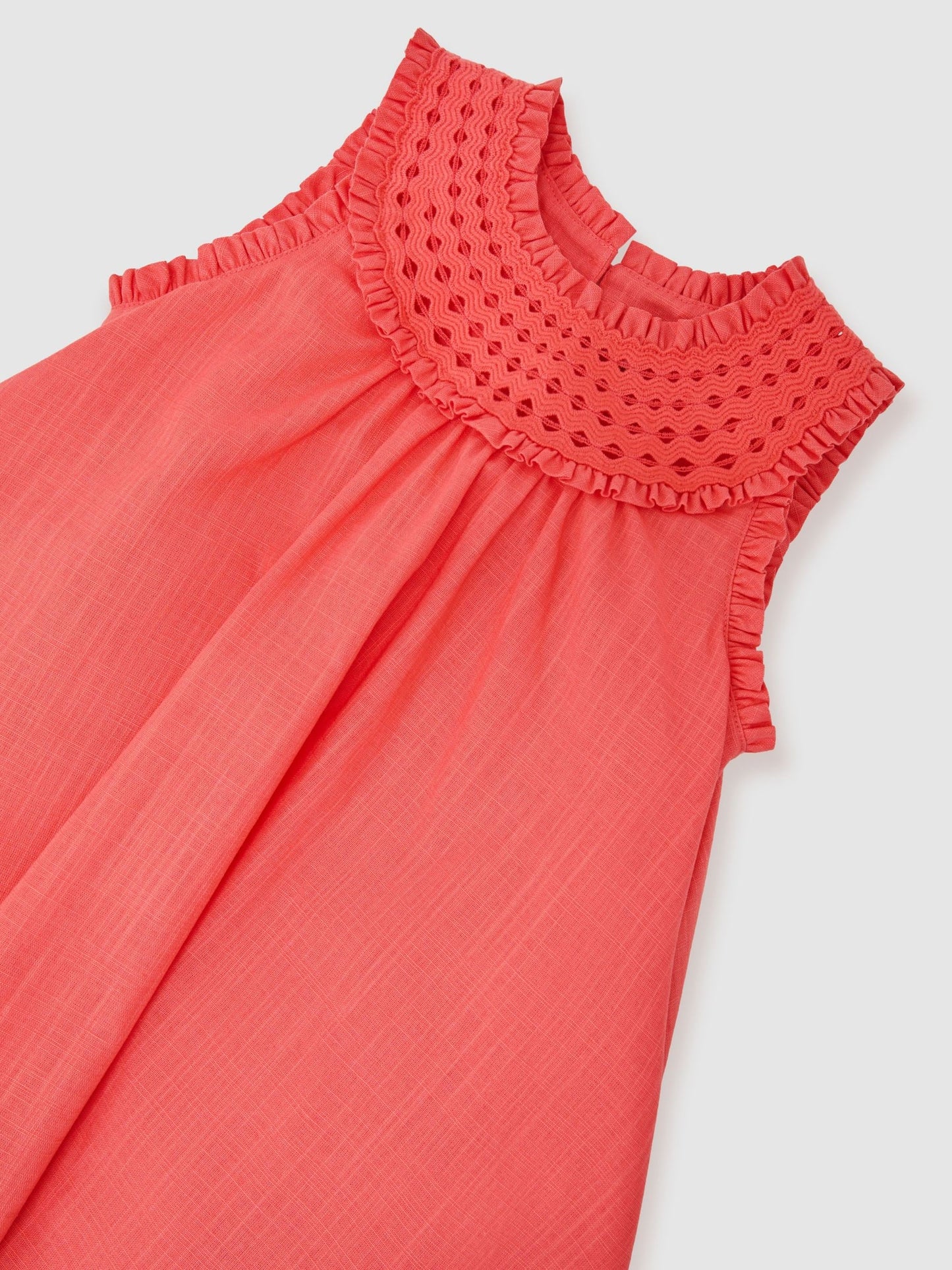 Reiss Coral Pink Larna 9-13 yrs Cotton Cutwork-Embroidery Swing Dress image 3