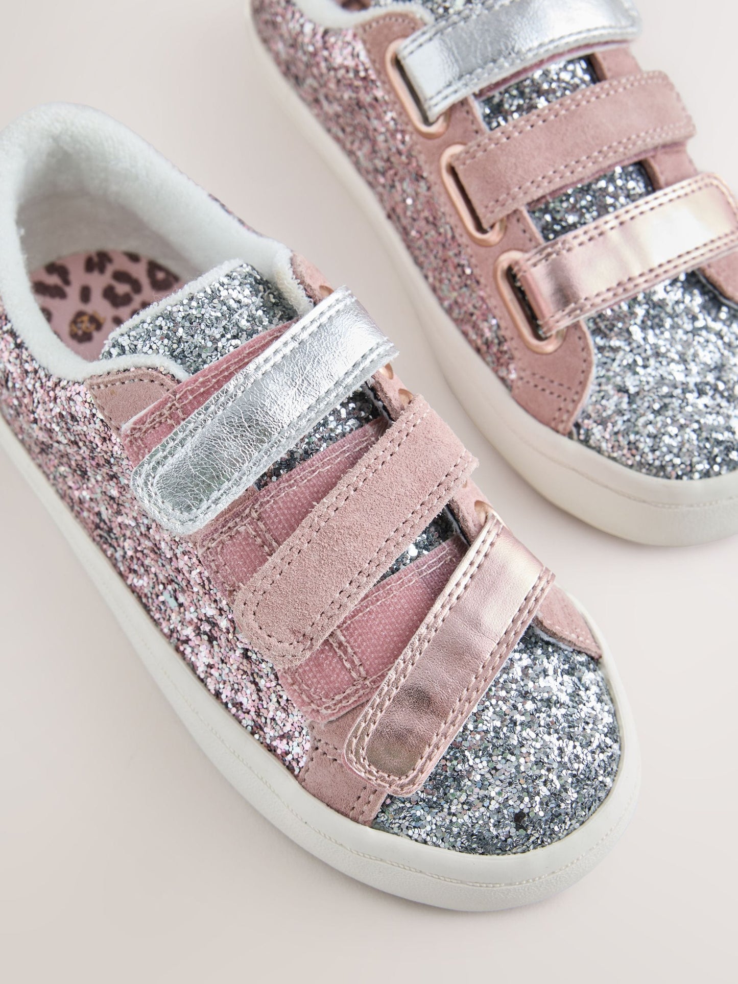 Pink Glitter Standard Fit (F) Low Top Trainers image 5