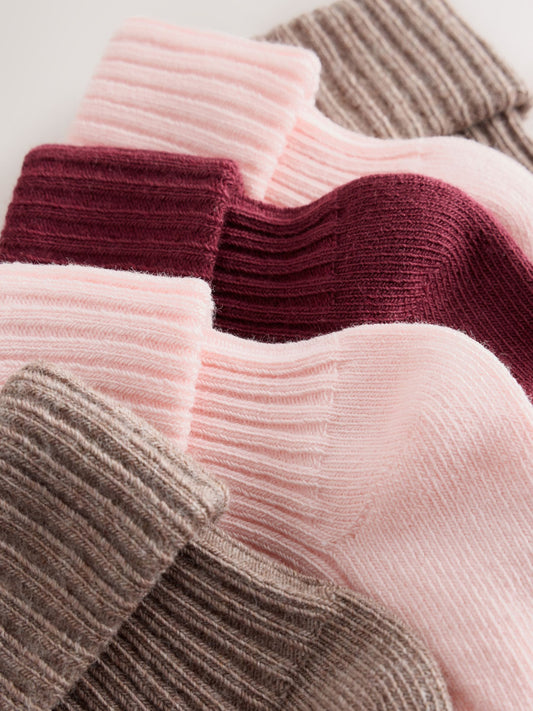 Dsiney Kidz - Brown and Pink Roll Top Baby Socks 5 Pack image 2