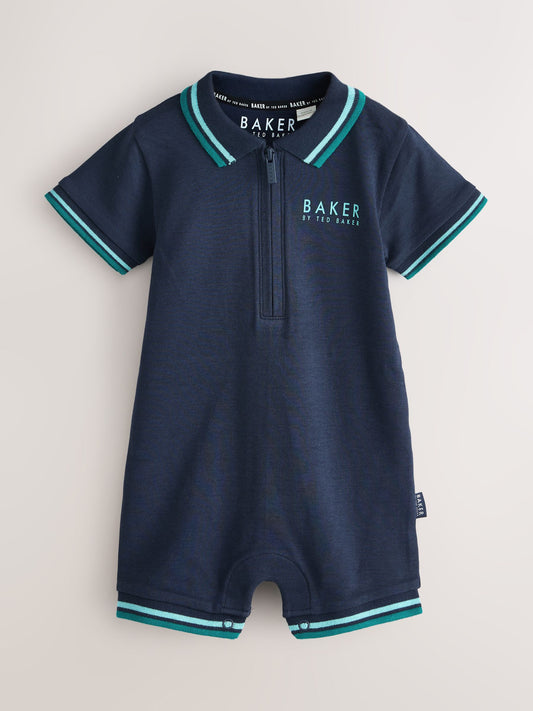 Baker by Ted Baker Blue Polo Rompersuits 2 Pack image 2